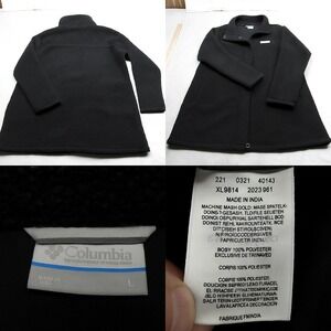Columbia‎ Jacket Womens Large Black Hidden Ridge Fleece Deep Pile Long Coat Warm